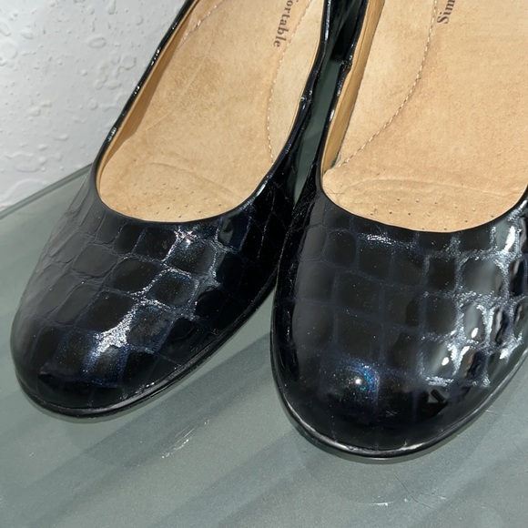 NWOB Softspots Salude Croco Black Patent Leather Pump Low Heels Pumps si… - Picture 10 of 12
